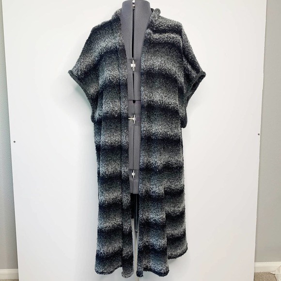 Jones New York Grey Black Striped Open Front Cardigan Women's Size X-Large XL - Picture 8 of 8